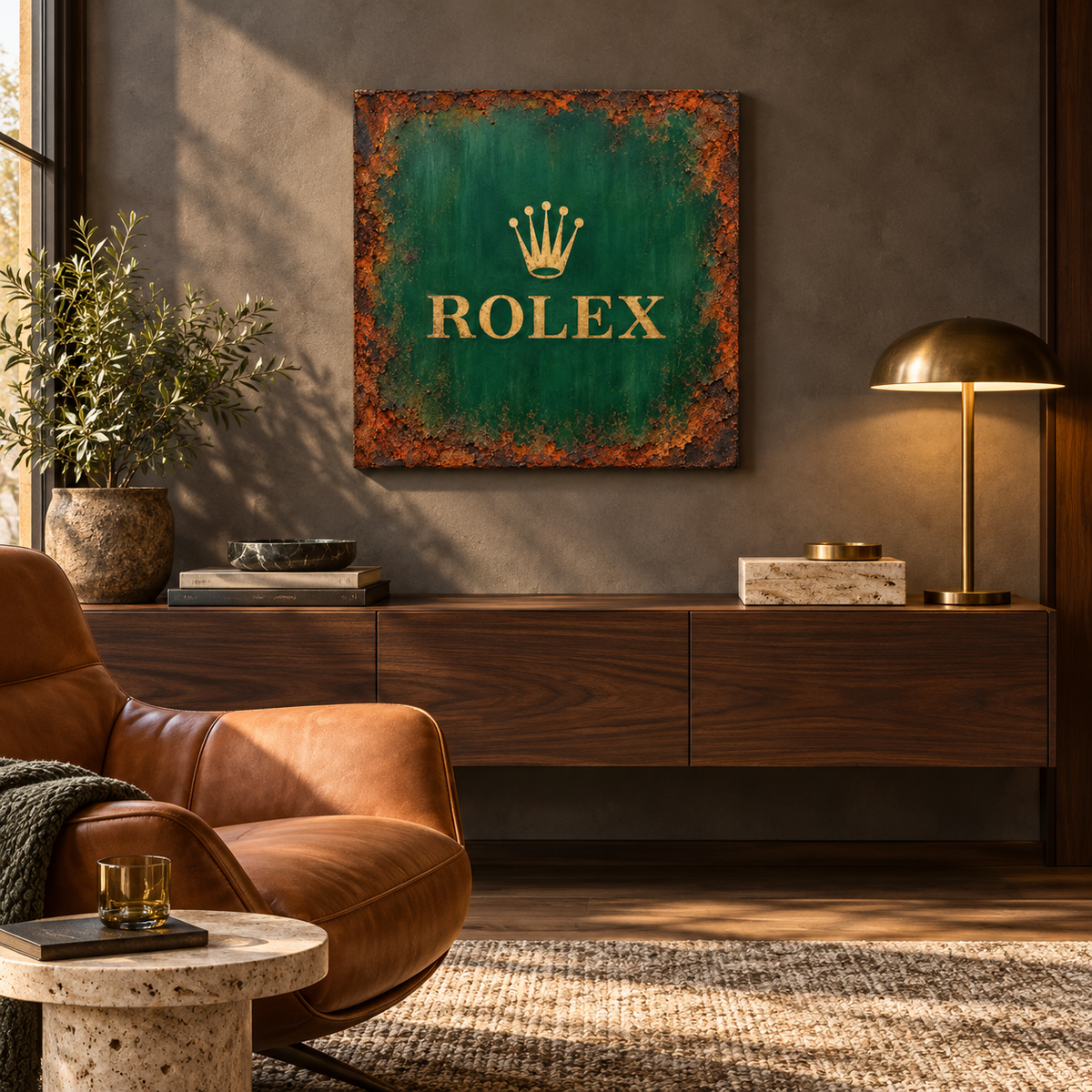 Rolex-Inspired Art | Original Luxury Watch Painting on Wood