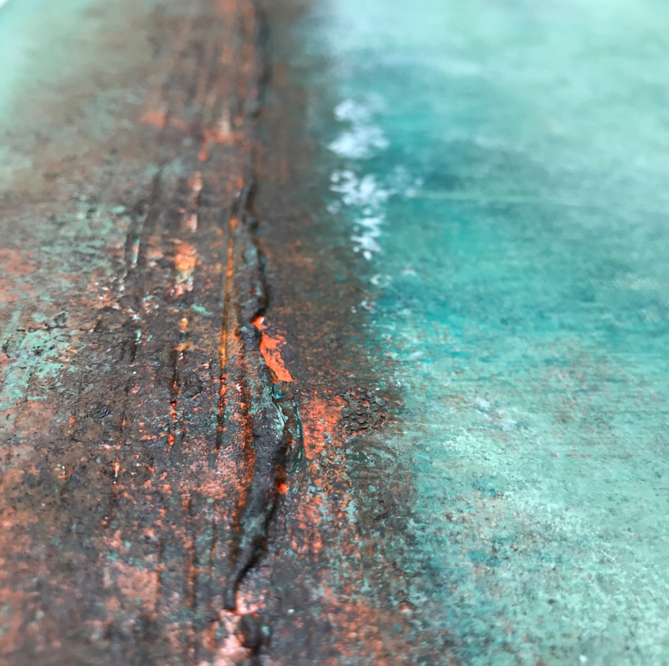 No. 2057 | Original Turquoise Abstract Painting on Canvas 30x60 cm