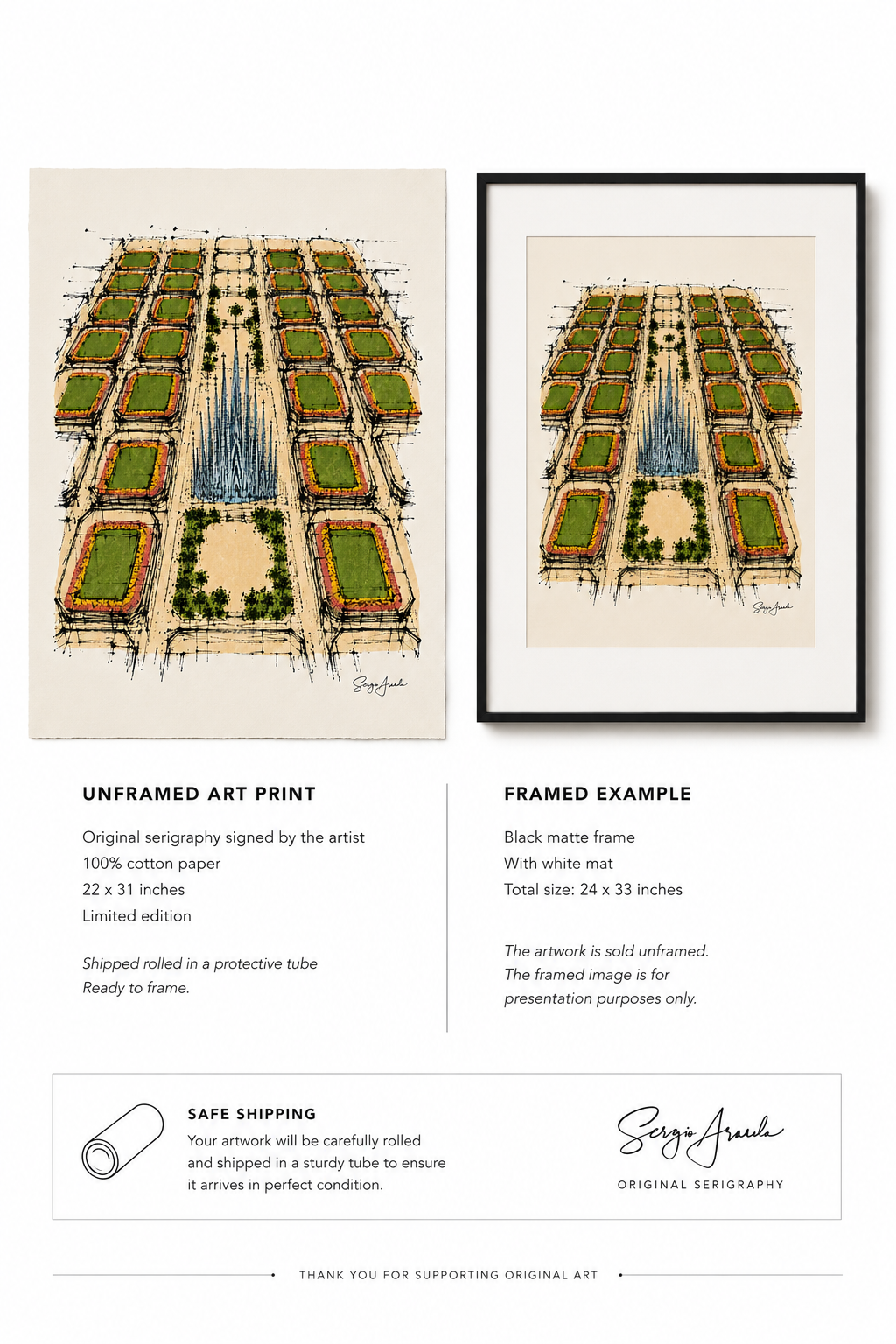 Impressions of Barcelona – Sagrada Familia - Original Hand-Intervened Serigraph | 22x31” Fine Art Paper