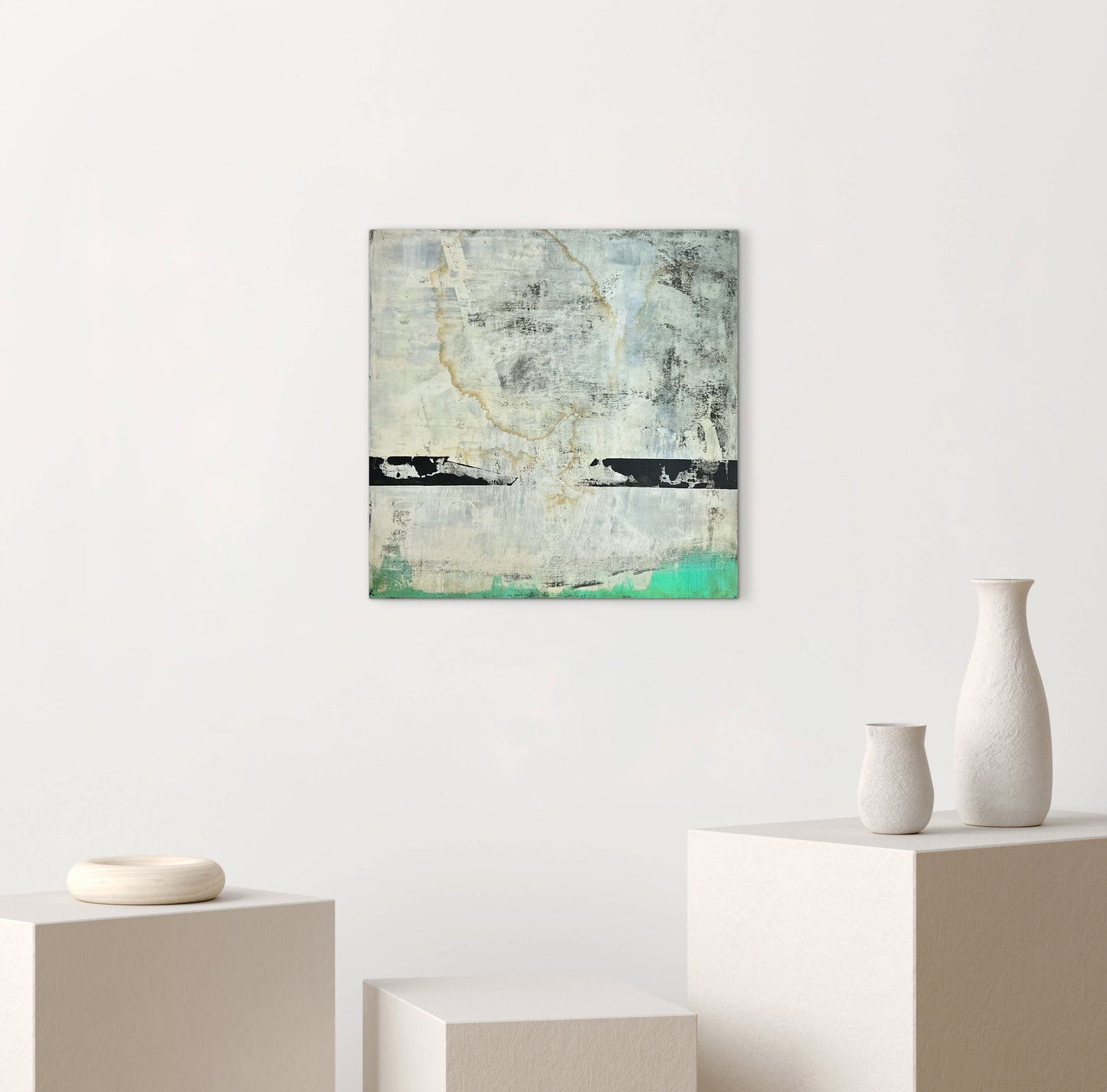 Green Tide Rising – Original Emerald Green Minimalist Textured Painting | 20x20"