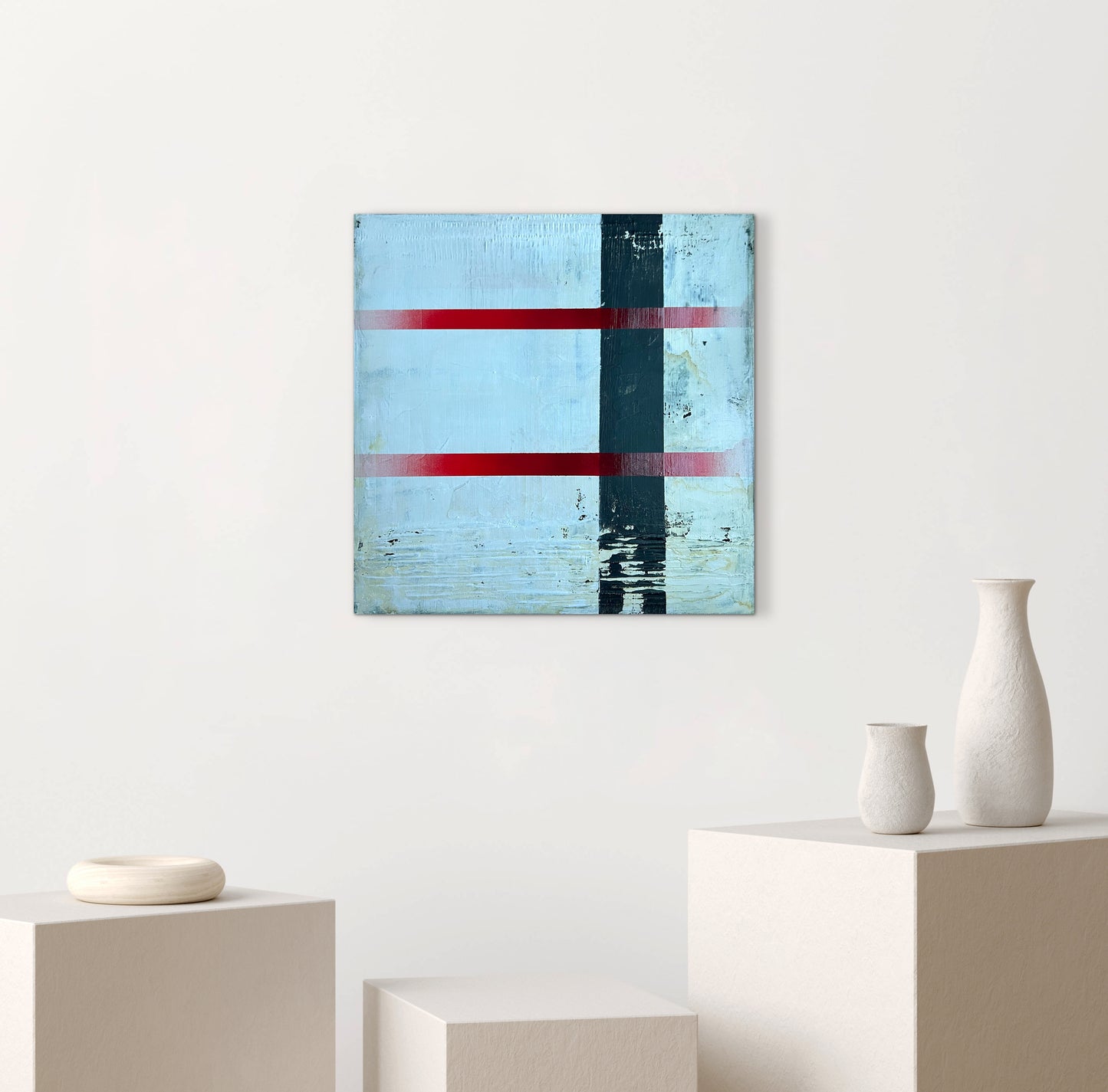 Urban Grid No. 5 – Original Geometric Wabi-Sabi Painting | 20x20"