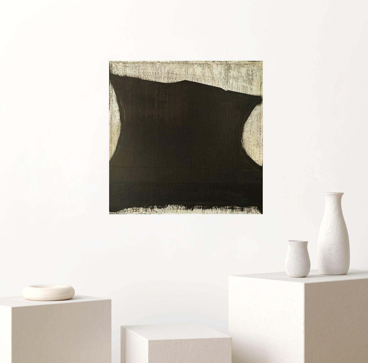 Architectura del Buit – Original Bold Black Minimalist Textured Painting | 16x16”
