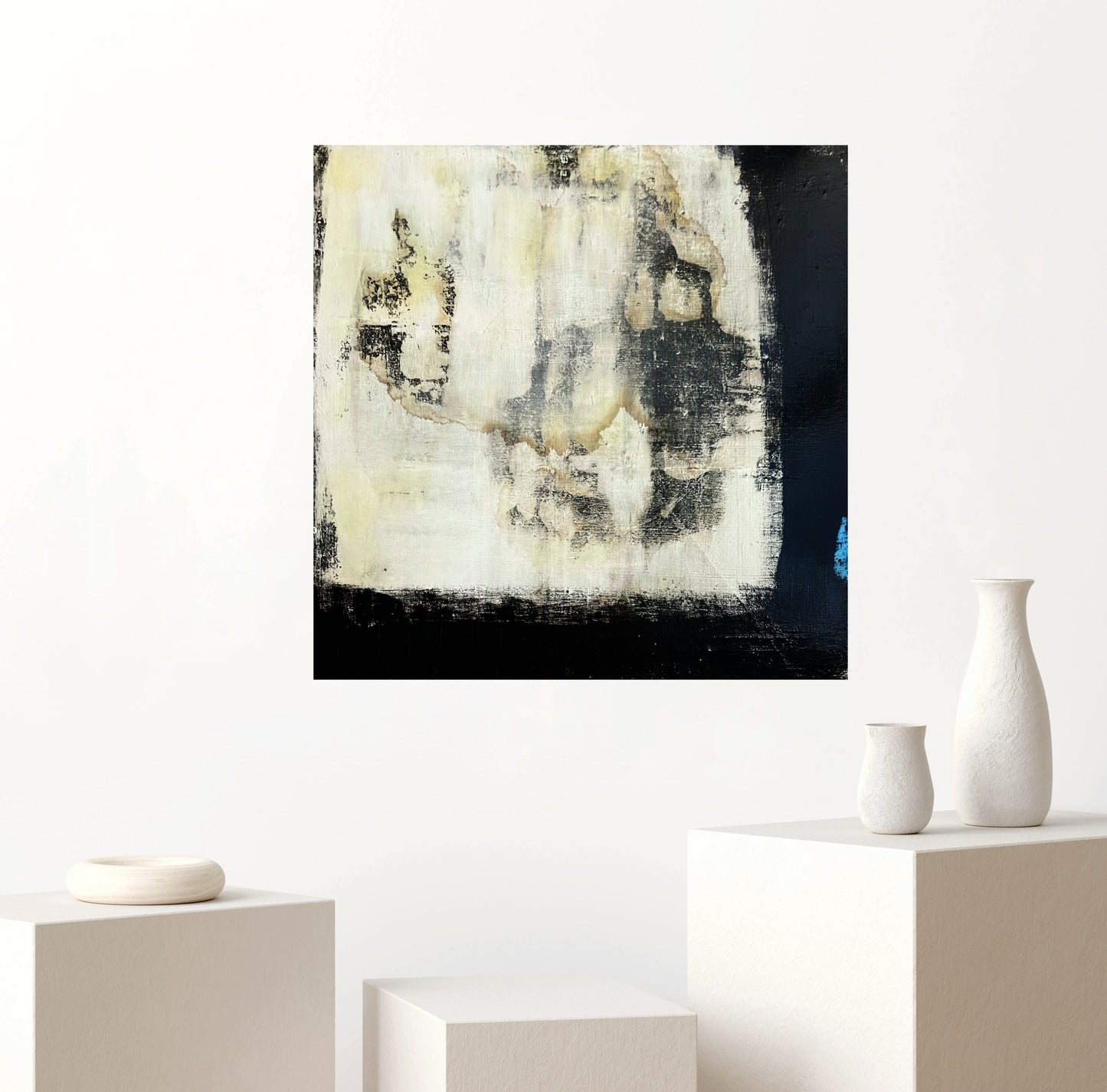 Fragments of Time: Minimalist Abstract Painting Inspired by Memory and Erosion I 20" x 20"