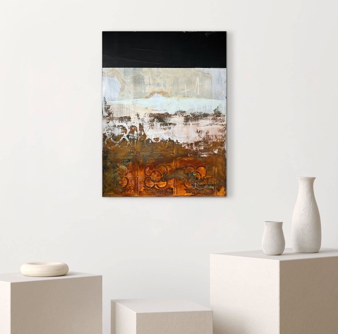 Urban Skin — Barcelona Panot Inspired Textured Abstract Painting for Contemporary Interiors