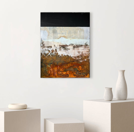 Urban Skin — Barcelona Panot Inspired Textured Abstract Painting for Contemporary Interiors