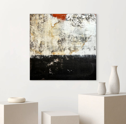 Corrosió de Somnis — Textured Minimalist Abstract Painting Inspired by Architecture, Rust and Urban Erosion