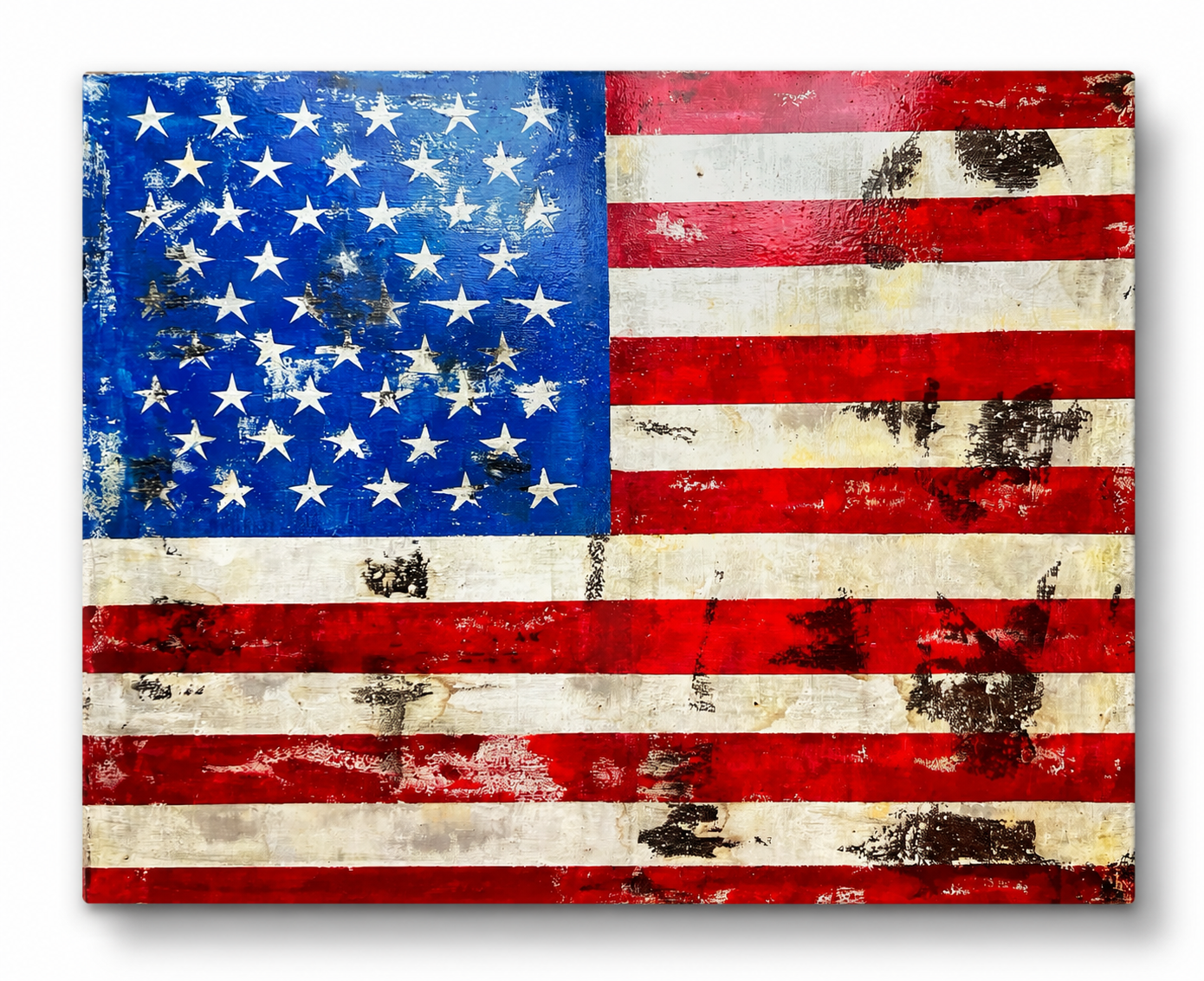 Time-Worn Freedom | Original Mixed Media American Flag Painting | 39.4 × 31.9 in Canvas | Contemporary Weathered Art