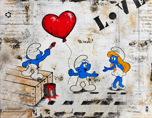 Love Is in the Air | Original 3D Smurf Pop Art | Sergio Aranda