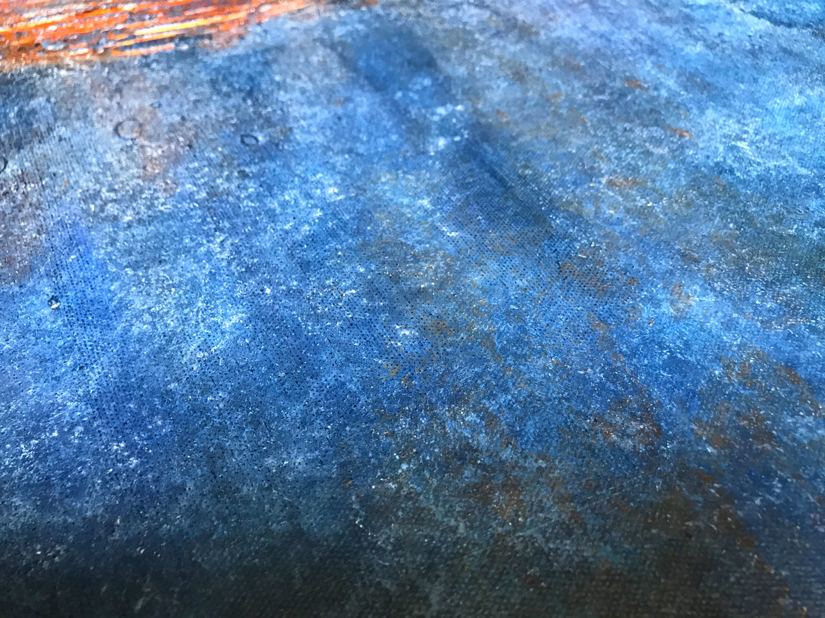 Turquoise Horizon Abstract Painting | Original Blue Textured Canvas Art 120x100 cm