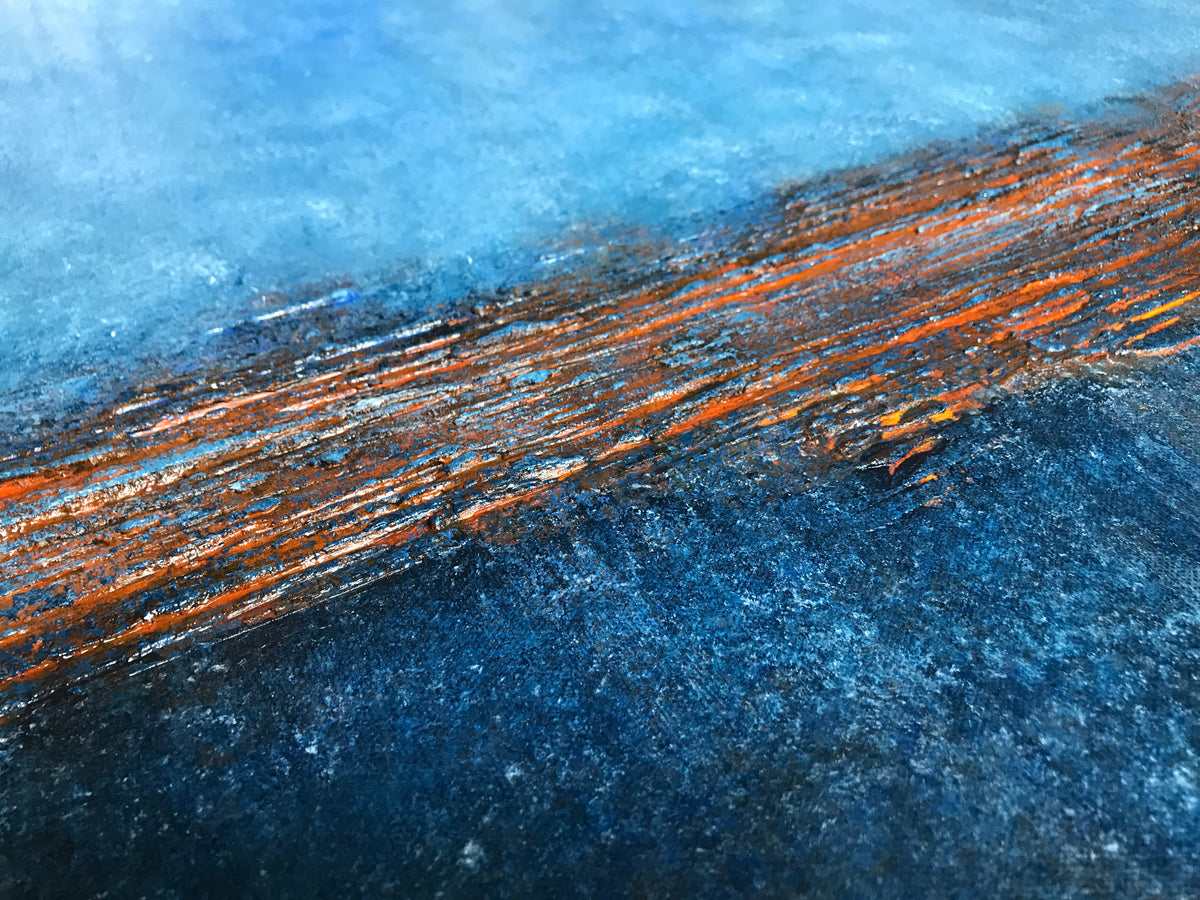 Turquoise Horizon Abstract Painting | Original Blue Textured Canvas Art 120x100 cm