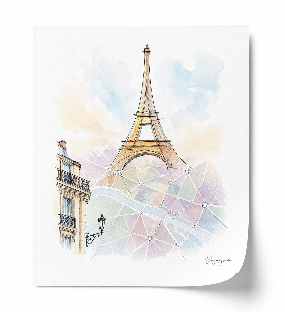 Urban Grids: Paris Eiffel Tower & Haussmann Architecture | 18x24”