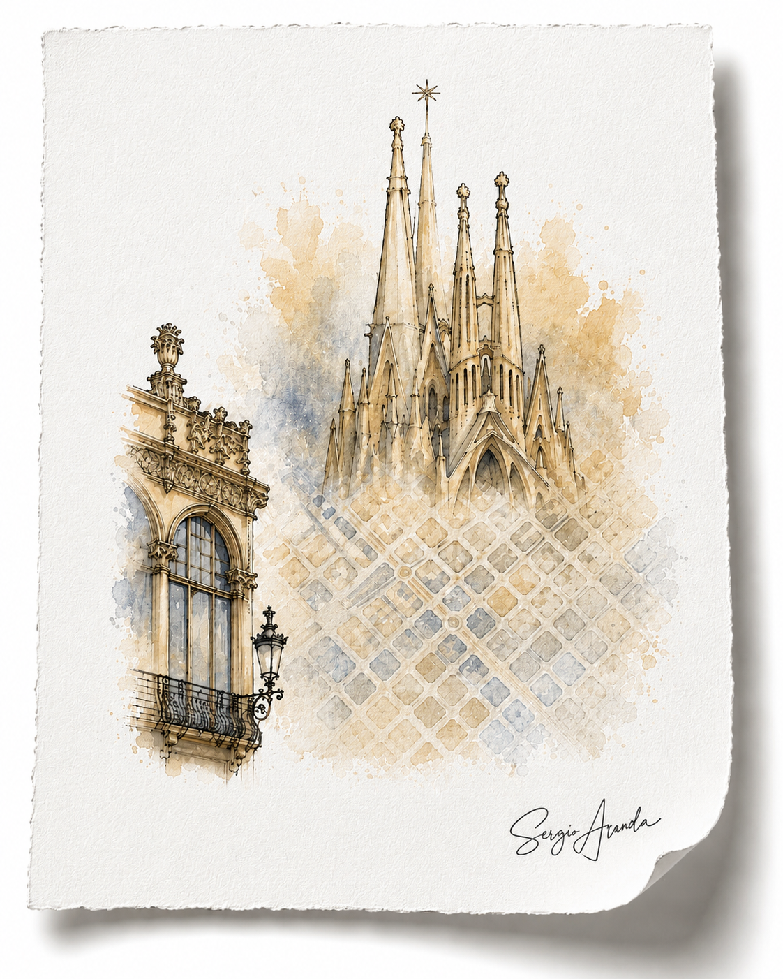 Barcelona Sagrada Família Art | Urban Grids Collection | 18x24”