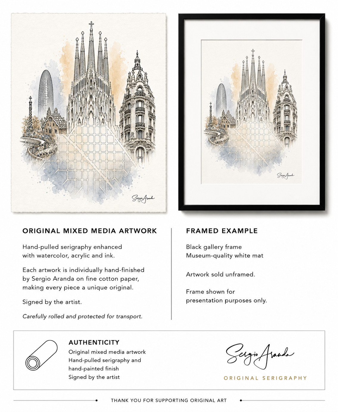 Urban Grids: Barcelona Sagrada Familia, Park Güell & Casa Comalat | 22x31”