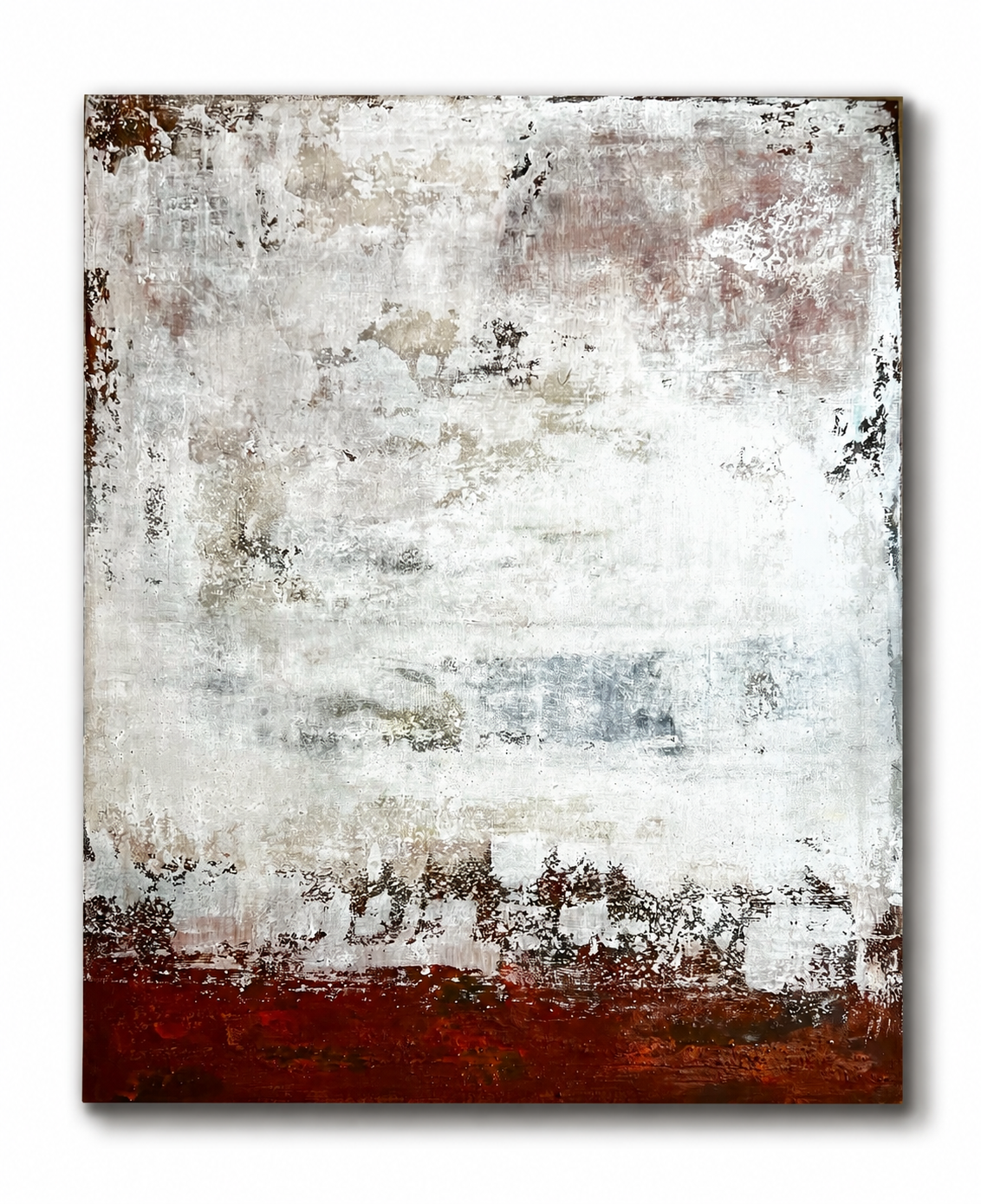 Rust & Silence" - Original Minimalist Mixed Media Painting on Canvas, 40x32 inches