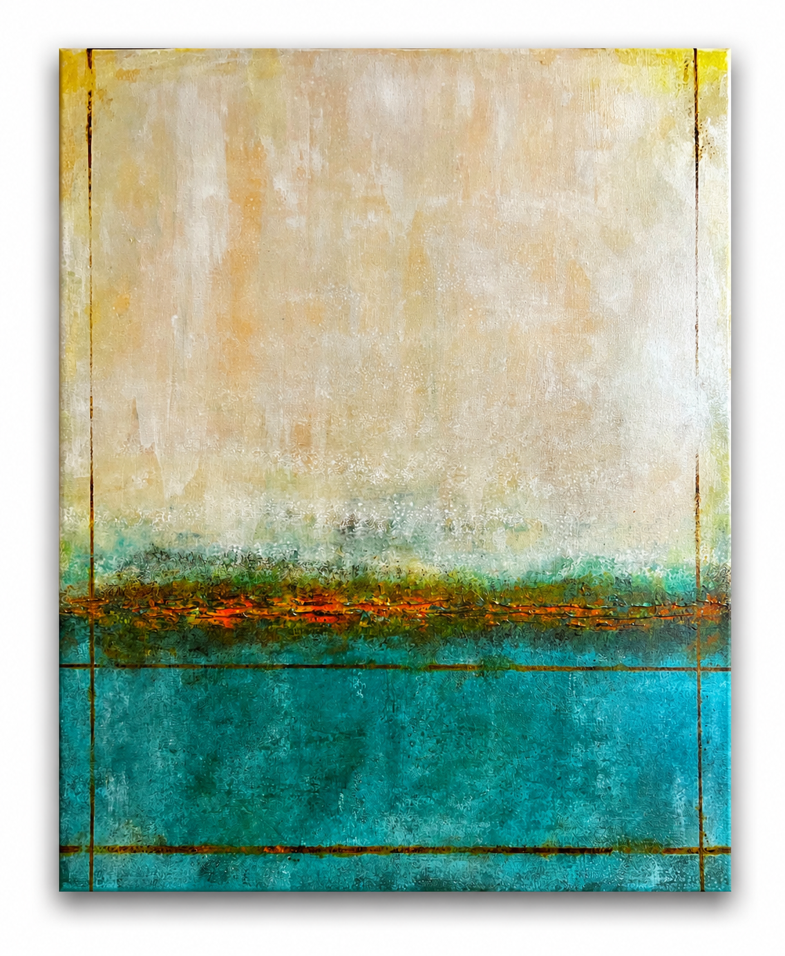 Between Sea and Sky | Original Contemporary Abstract Horizon Painting | Mixed Media on 12F Deep Canvas