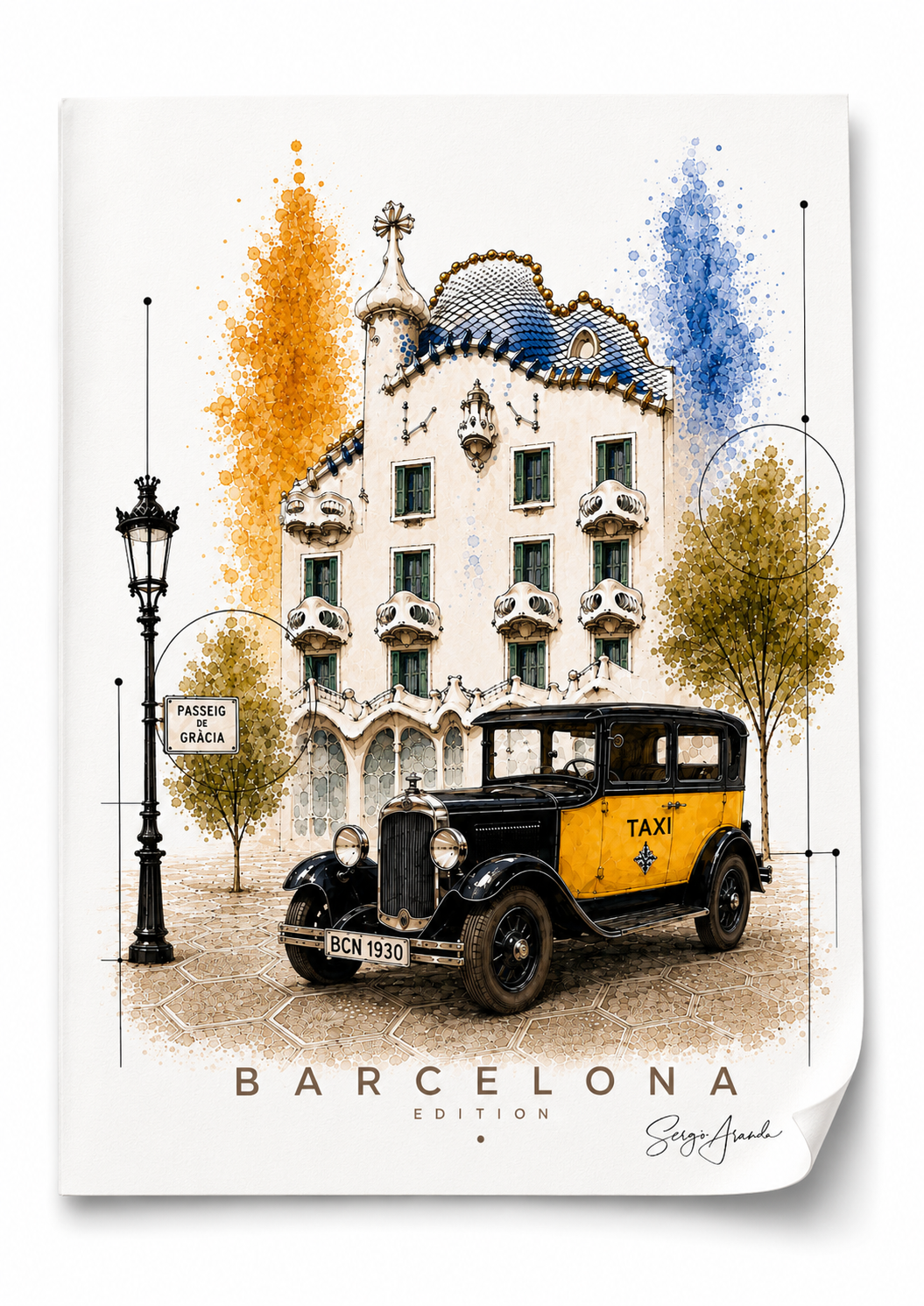 Original Barcelona Casa Batllo Art | Antoni Gaudi Architecture Serigraph 56x78cm (22x31") by Sergio Aranda
