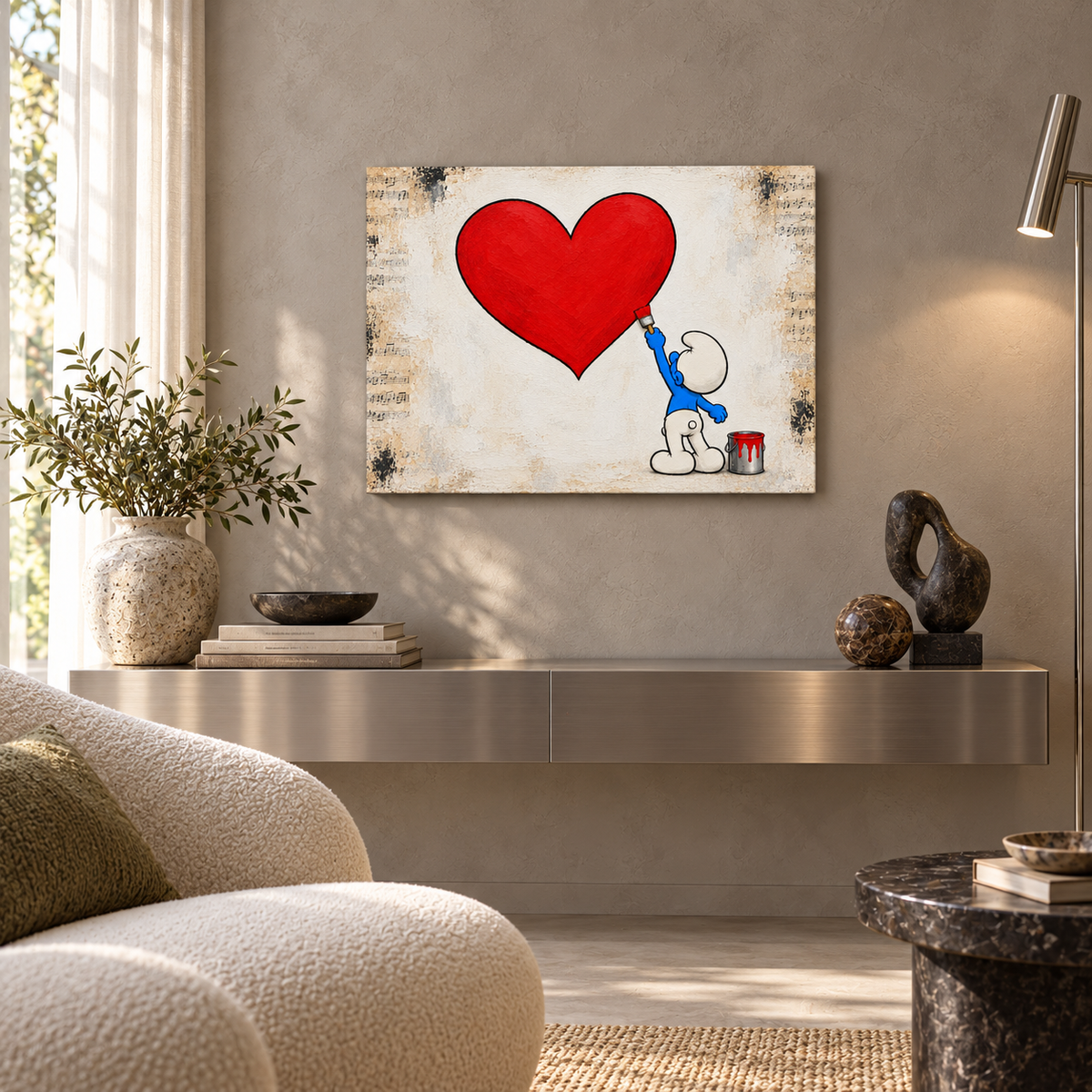 Painting Love | Original Smurf Pop Art Painting on Wood