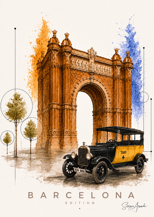 Original Barcelona Arc de Triomf Art | Hand-Pulled Fine Art Serigraph 56x78cm by Sergio Aranda