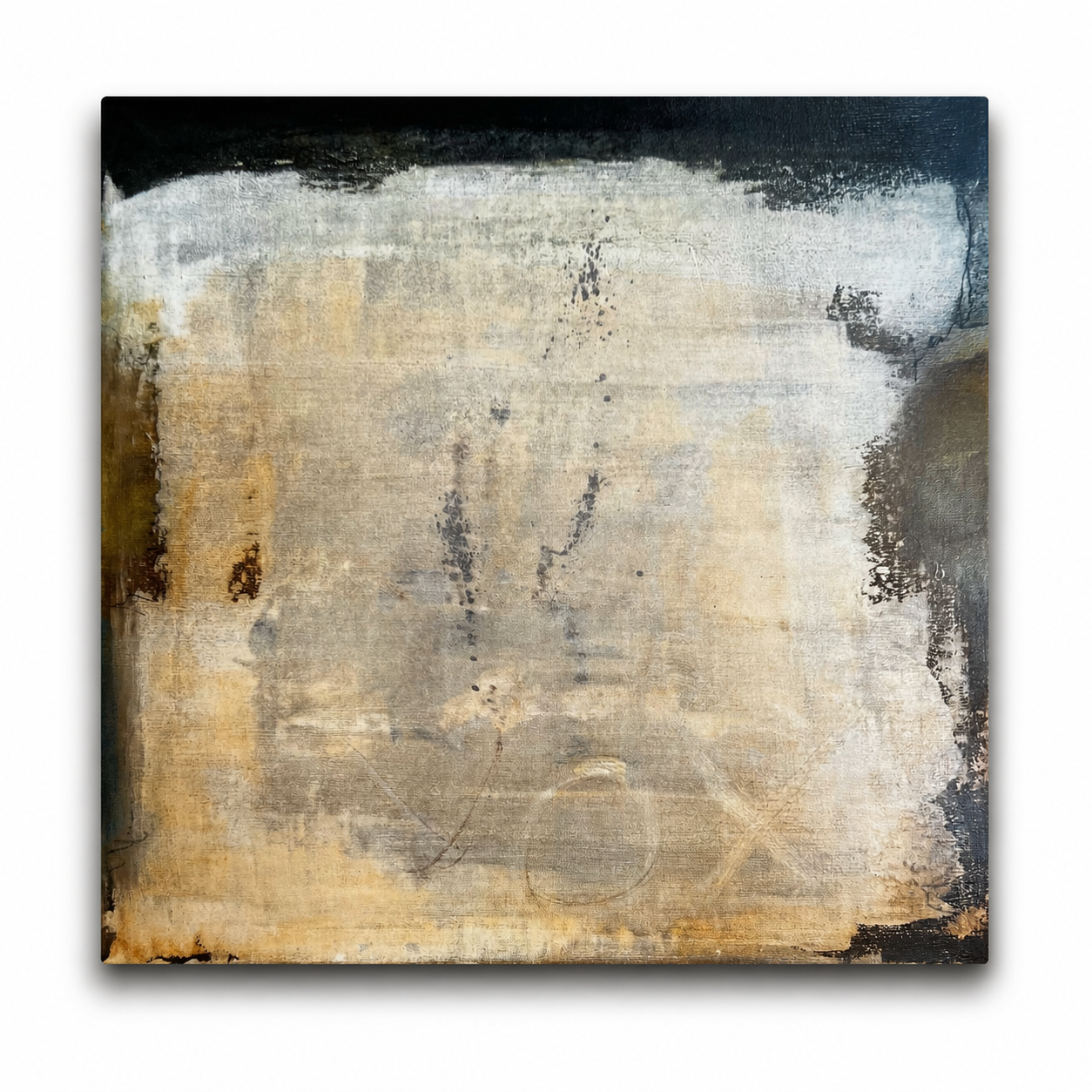 The Stillness Below – Original Wabi-Sabi Deep Textured Painting | 16x16”