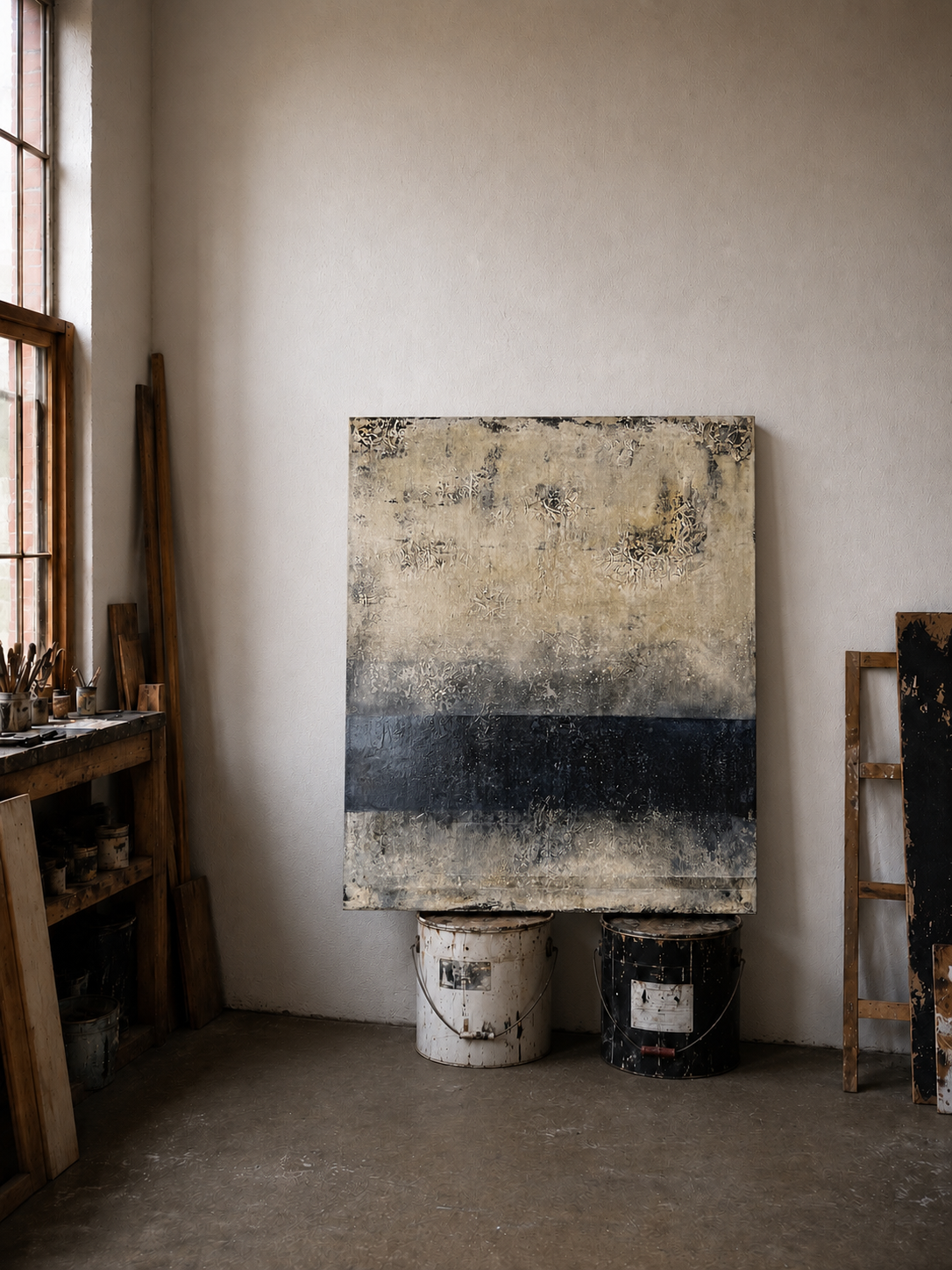 Ground State – Original Contemporary Textured Mixed Media Painting | 39.4 × 31.9 × 0.6 in | Sergio Aranda