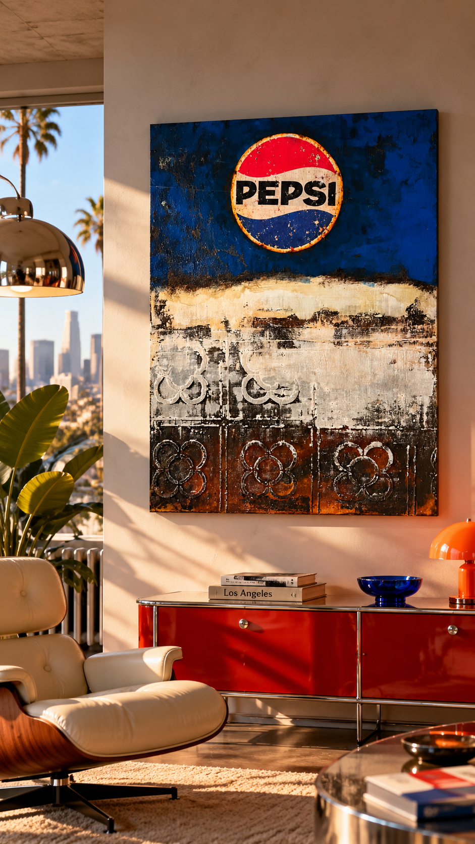 Pepsi Barcelona Art | Original Vintage Pop Art Painting on Wood