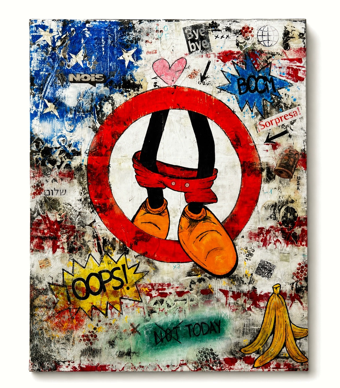 Not Today | Original Neo Pop Art Painting on Wood Panel | Sergio Aranda