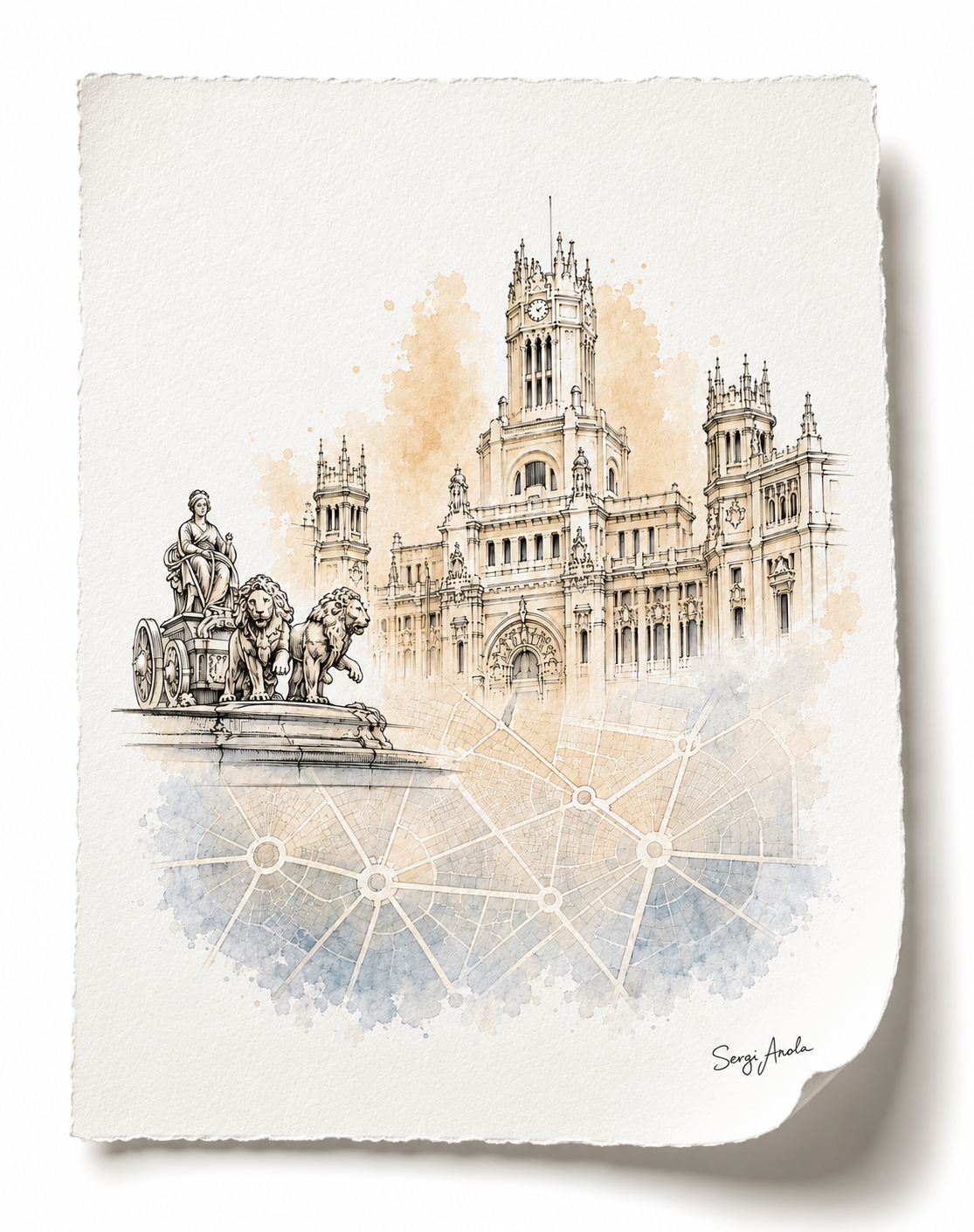 Urban Grids: Madrid Ayuntamiento by Antonio Palacios & Cibeles | 22x31”