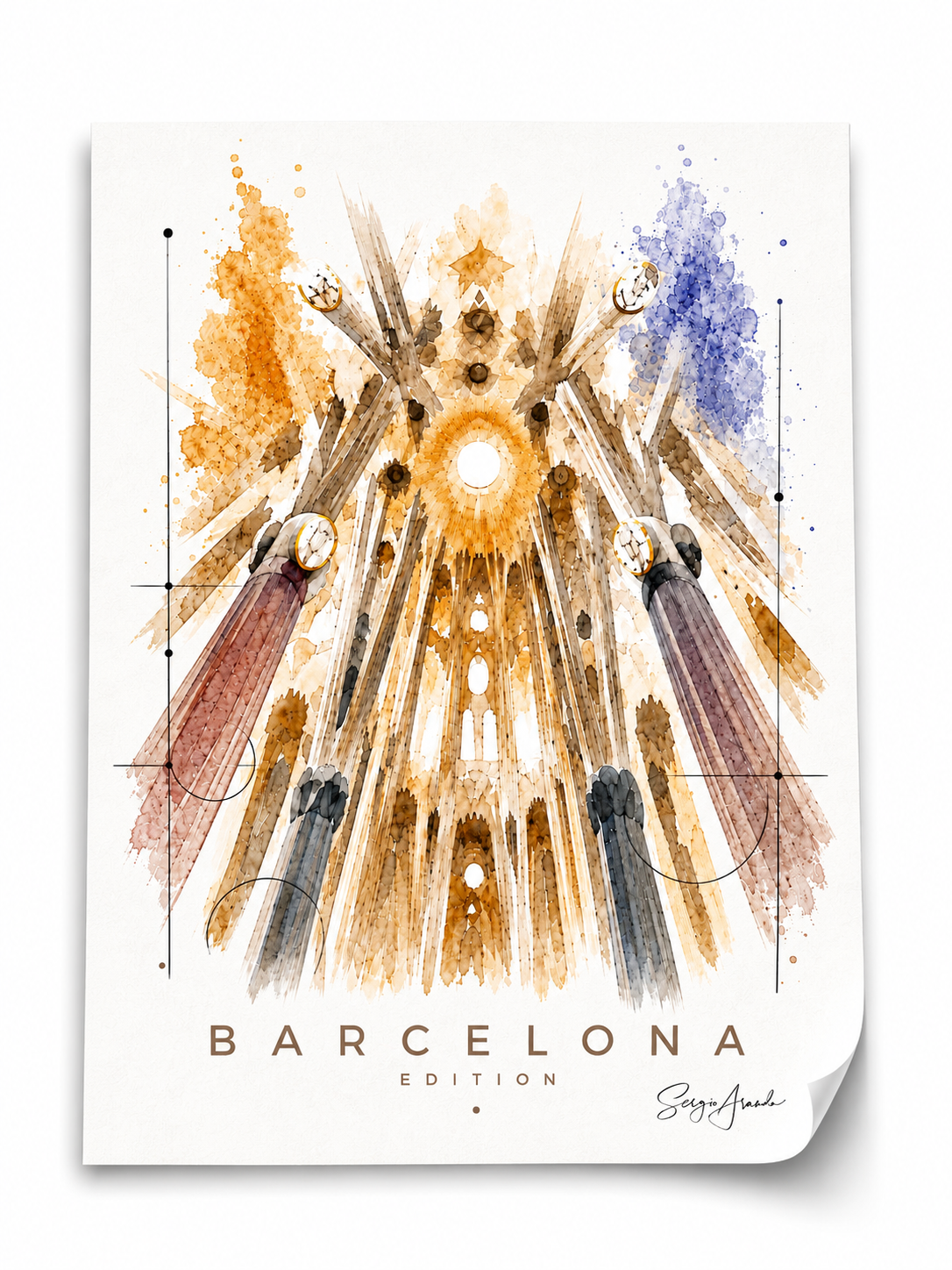 Original Barcelona Sagrada Familia Interior Art | Antoni Gaudi Fine Art Serigraph 56x78cm (22x31") by Sergio Aranda