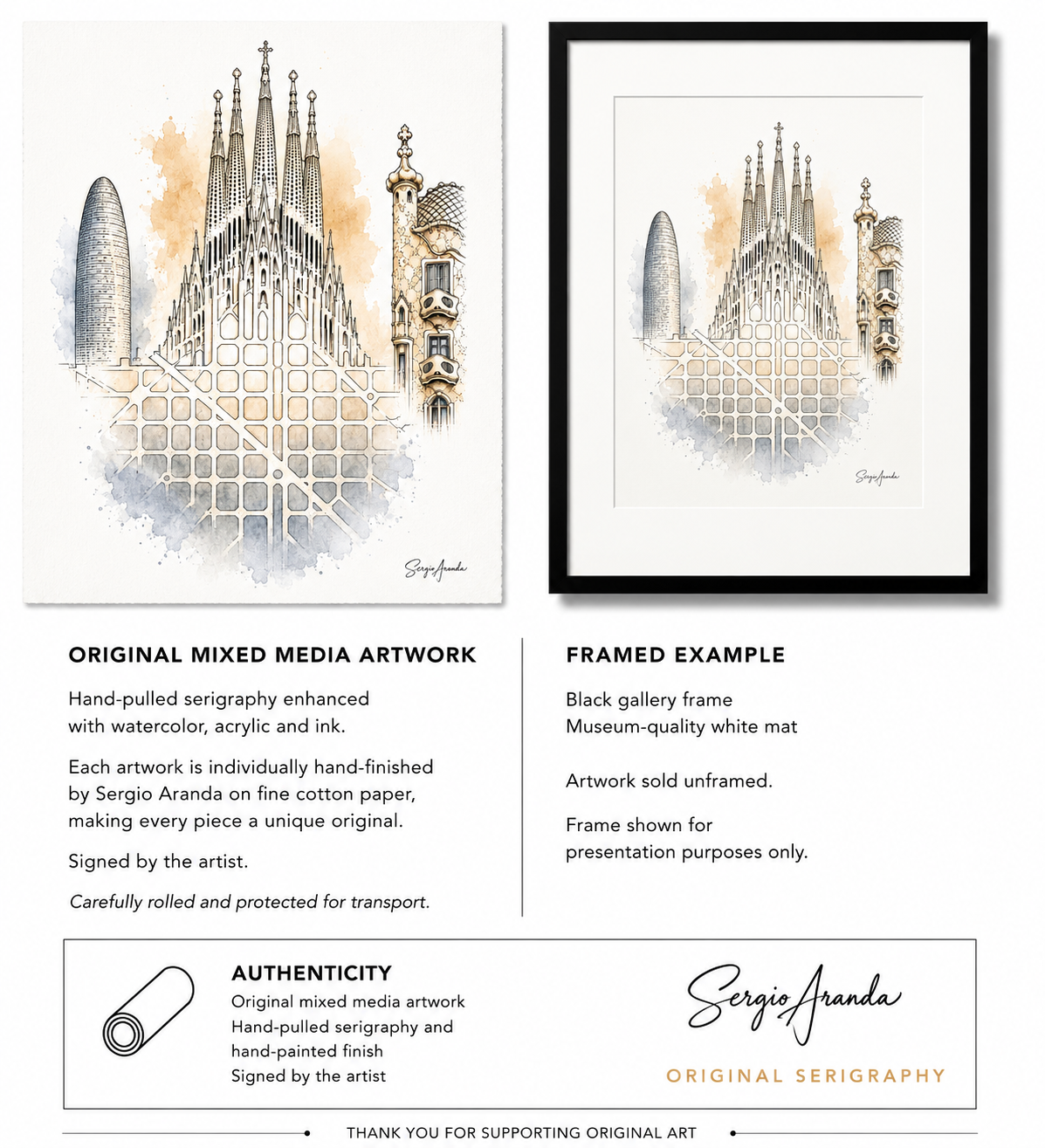 Barcelona Sagrada Família, Casa Batlló & Torre Glòries Art | Urban Grids Collection | 18x24”