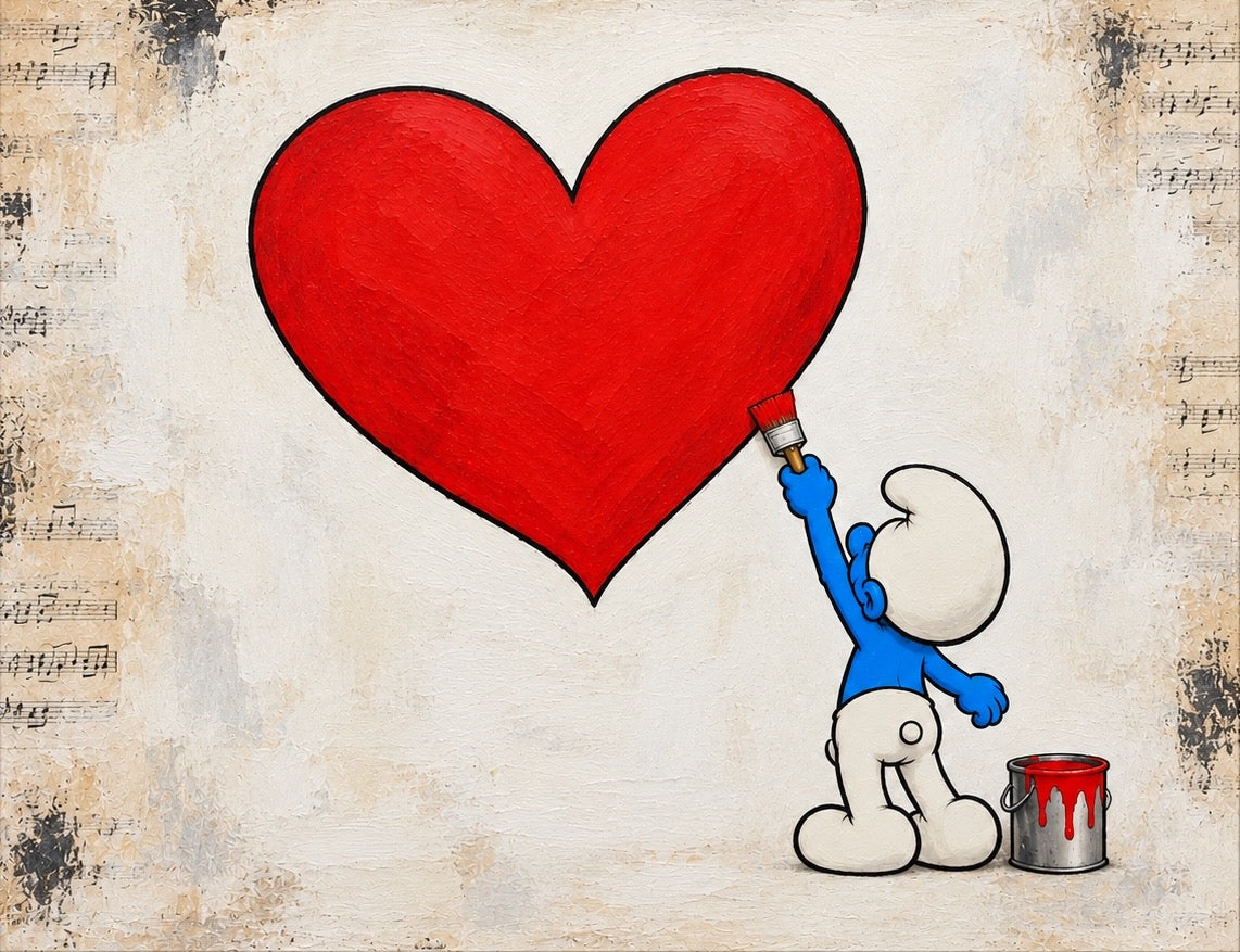 Painting Love | Original Smurf Pop Art Painting on Wood