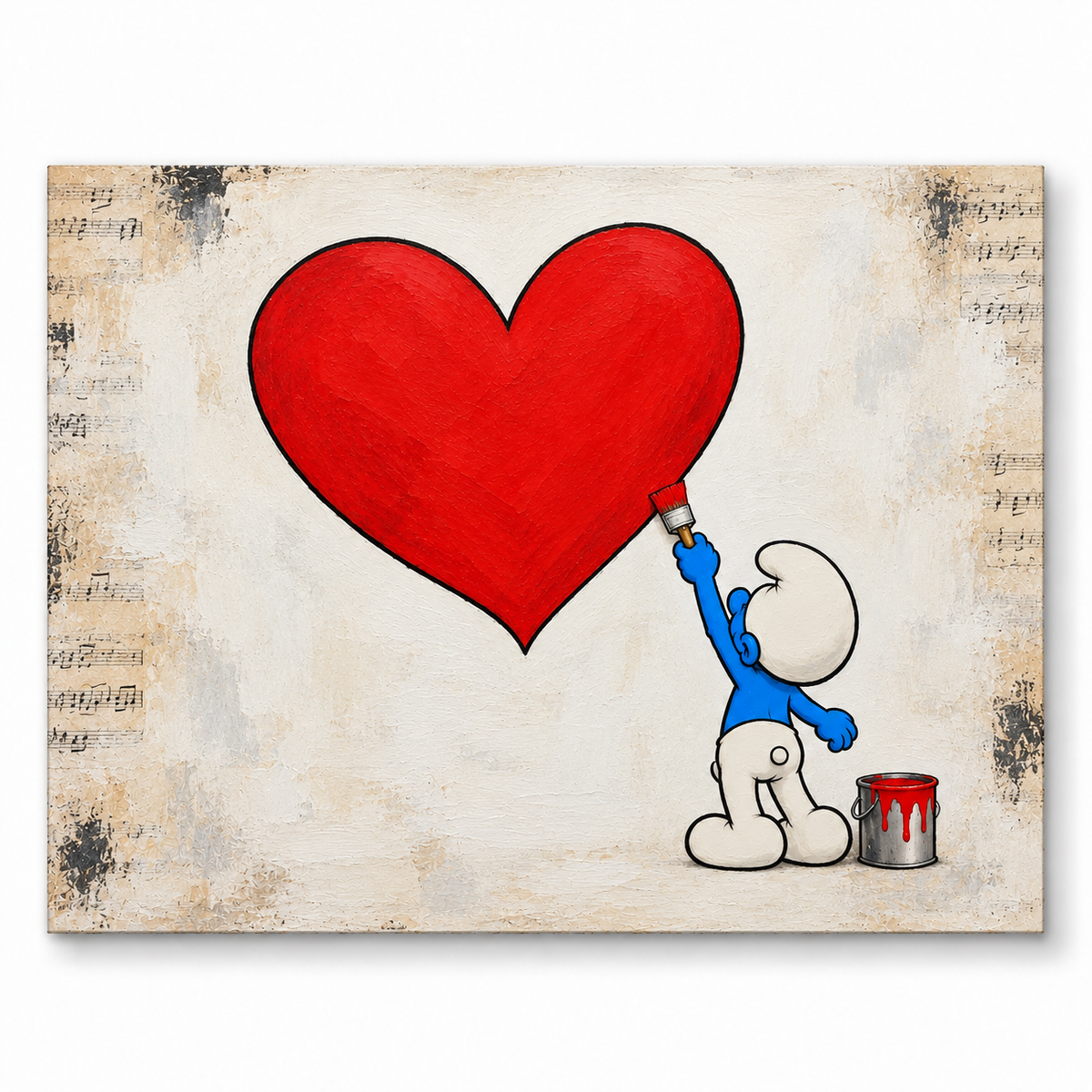 Painting Love | Original Smurf Pop Art Painting on Wood