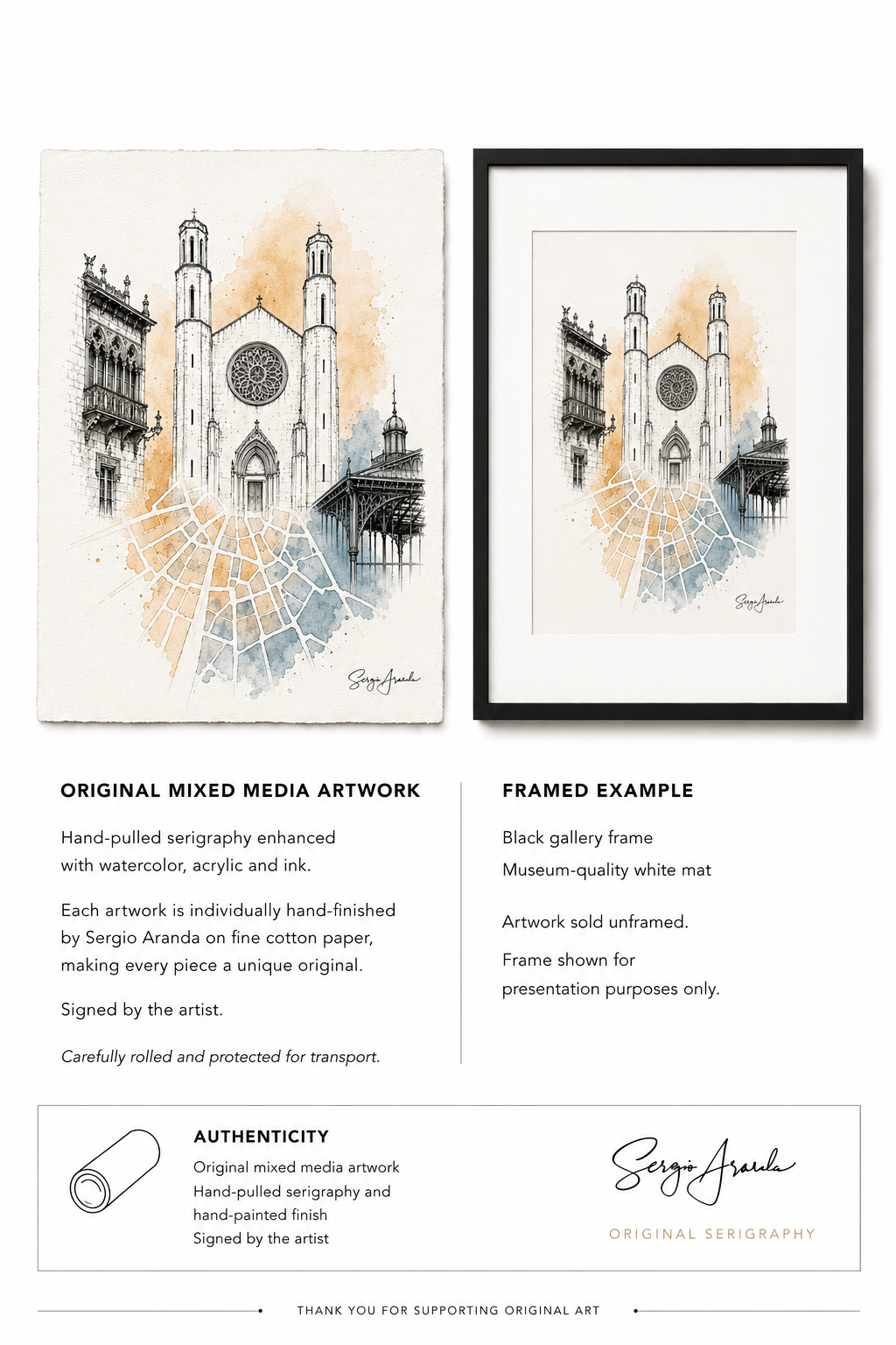 Urban Grids: Barcelona Santa Maria del Mar & Born Market | 22x31”