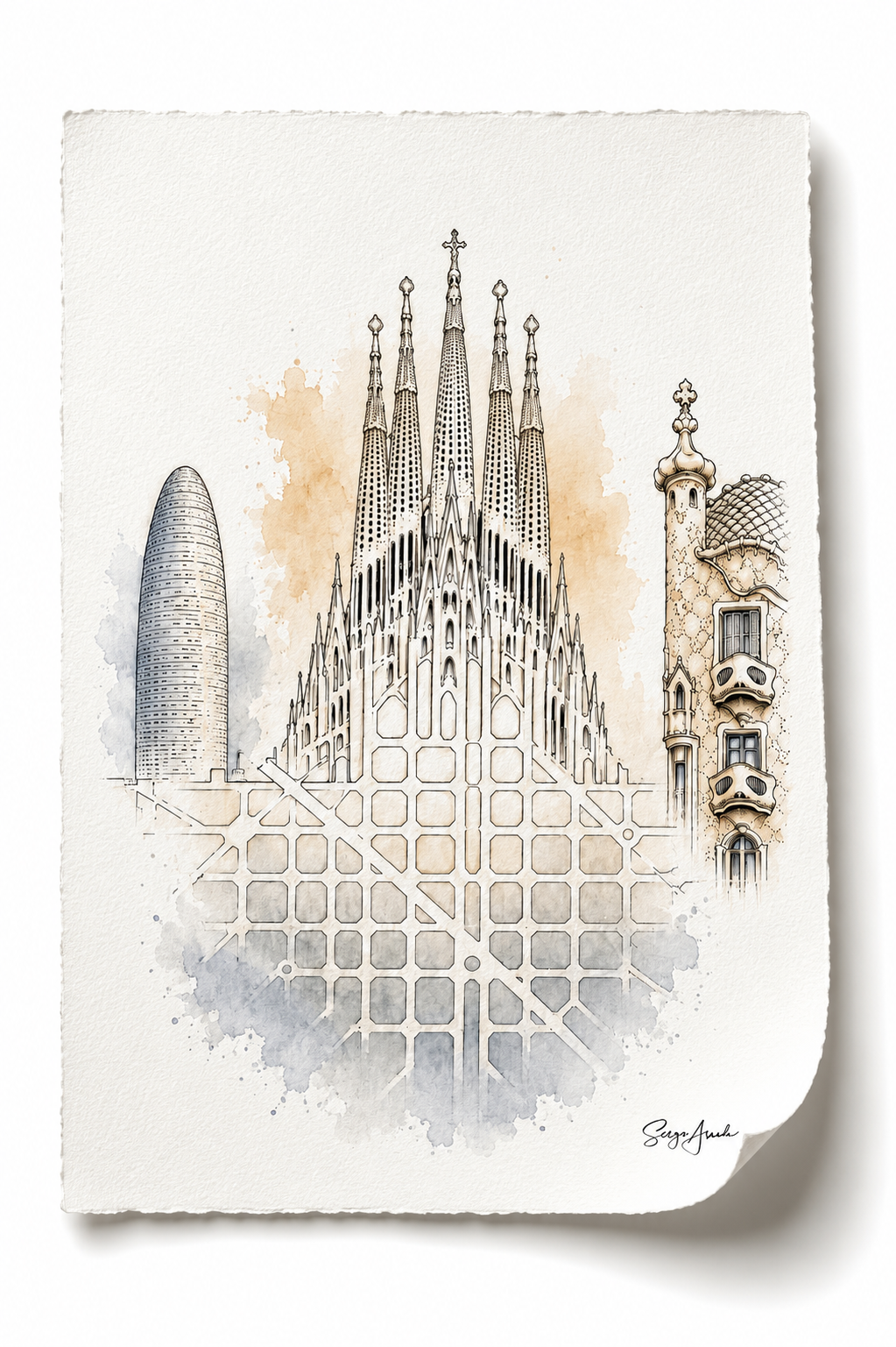 Urban Grids: Barcelona Sagrada Familia, Casa Batlló & Glòries | 22x31”