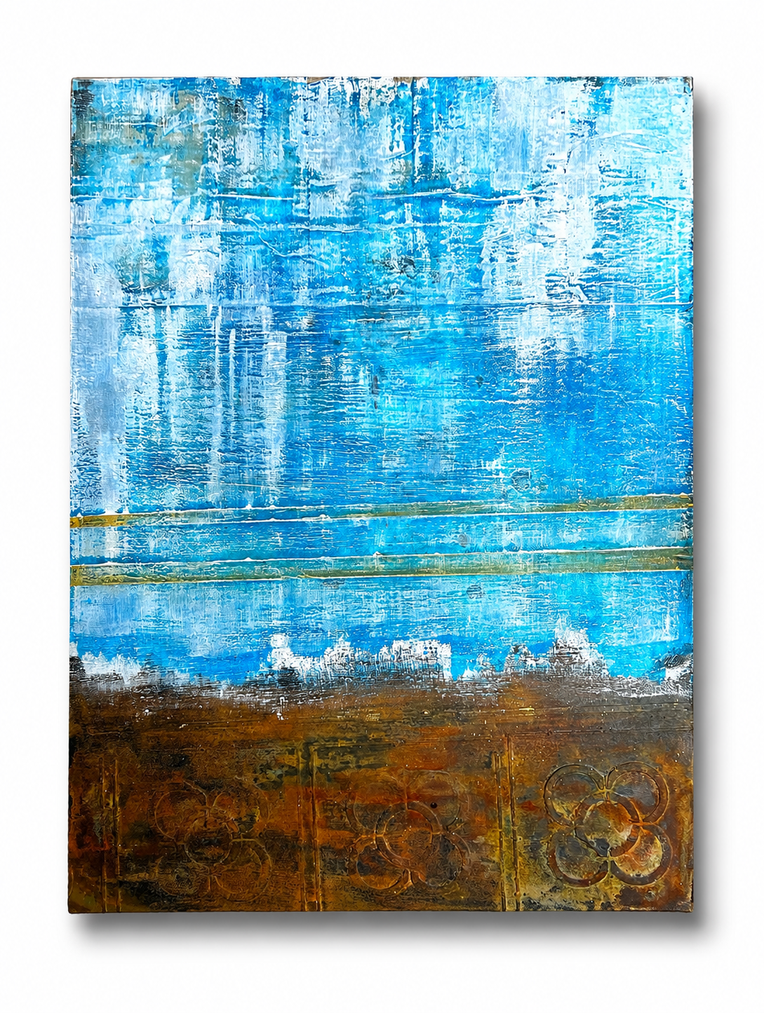 Azure Memory | Original Blue Abstract Mixed Media Painting by Sergio Aranda