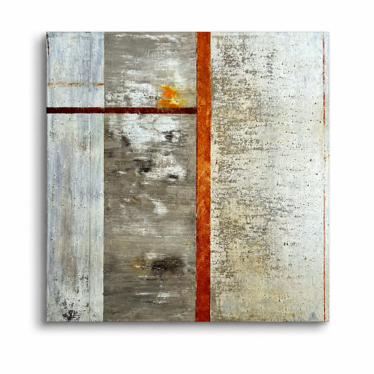 The Geometry of Silence | Wabi-Sabi Textured Abstract Painting 20" x 20" | Original Mixed Media Canvas Art