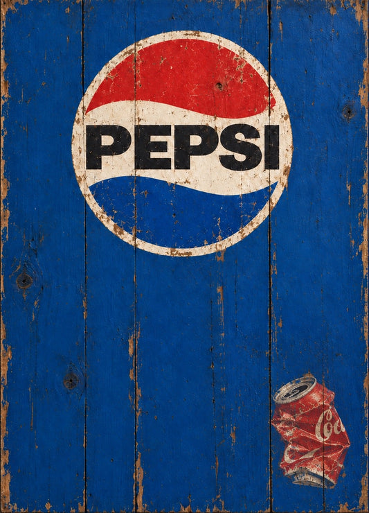 Pepsi vs Coca-Cola Art | Vintage Pop Art Painting on Wood