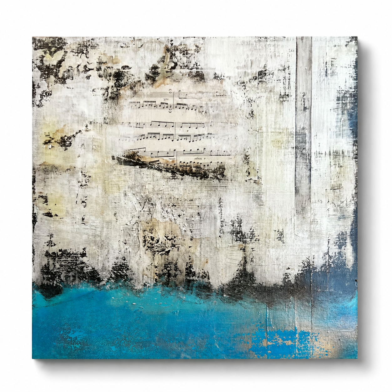 Vestiges of a Song | Original Mixed Media Collage Painting | 20 × 20 in Canvas | Contemporary Abstract Art