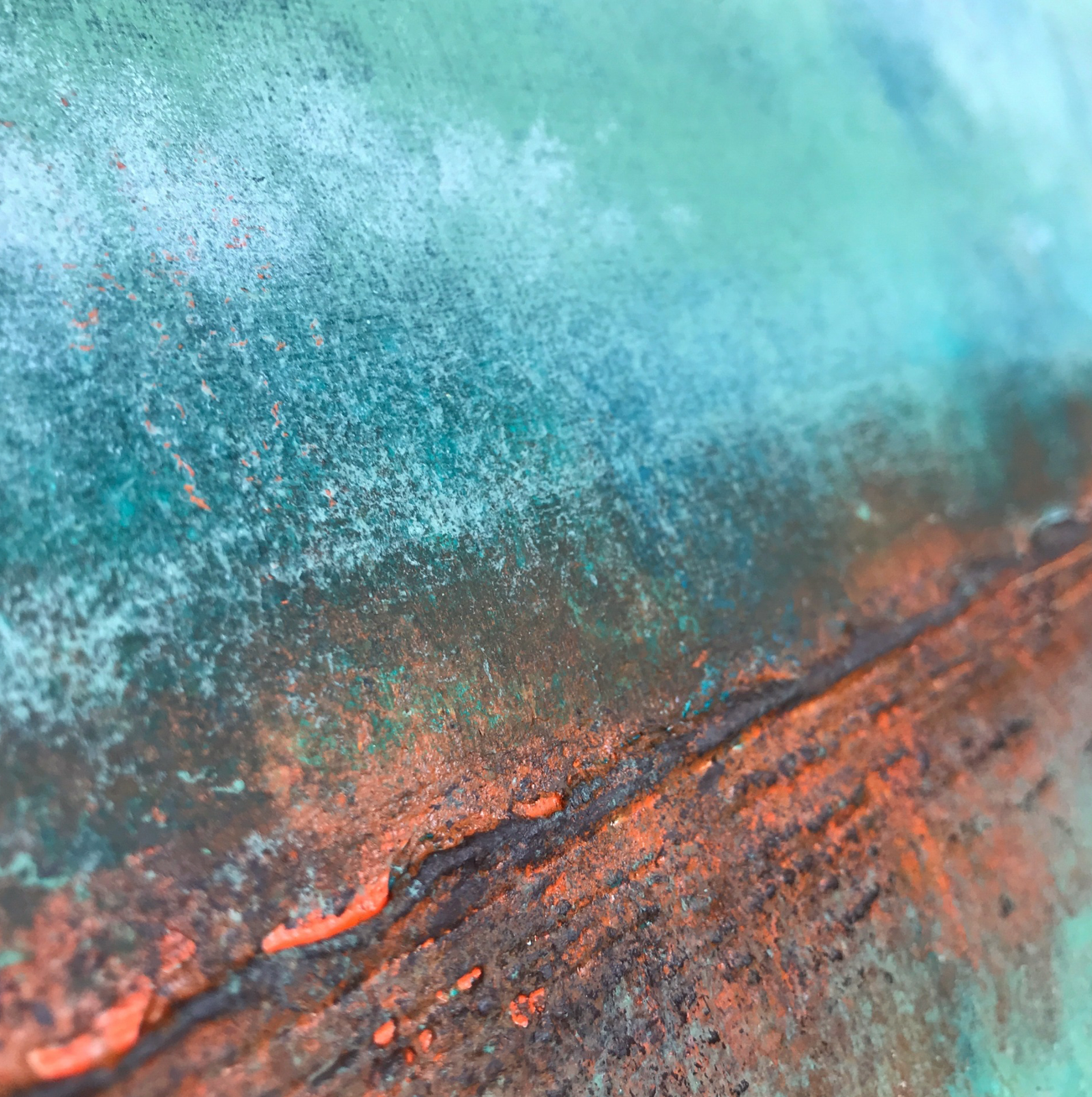 No. 2057 | Original Turquoise Abstract Painting on Canvas 30x60 cm