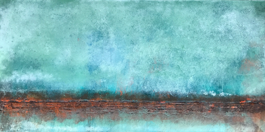 No. 2057 | Original Turquoise Abstract Painting on Canvas 30x60 cm