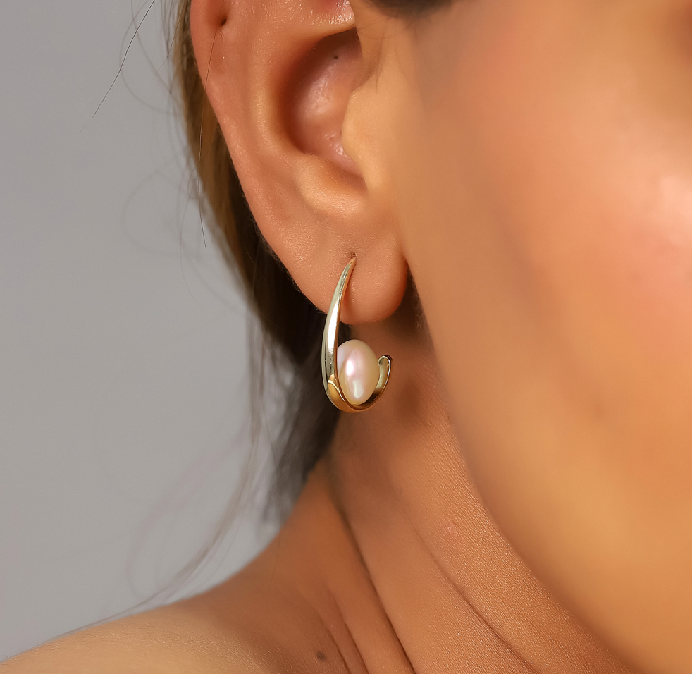 Pendientes Geométricos con Perla Cultivada