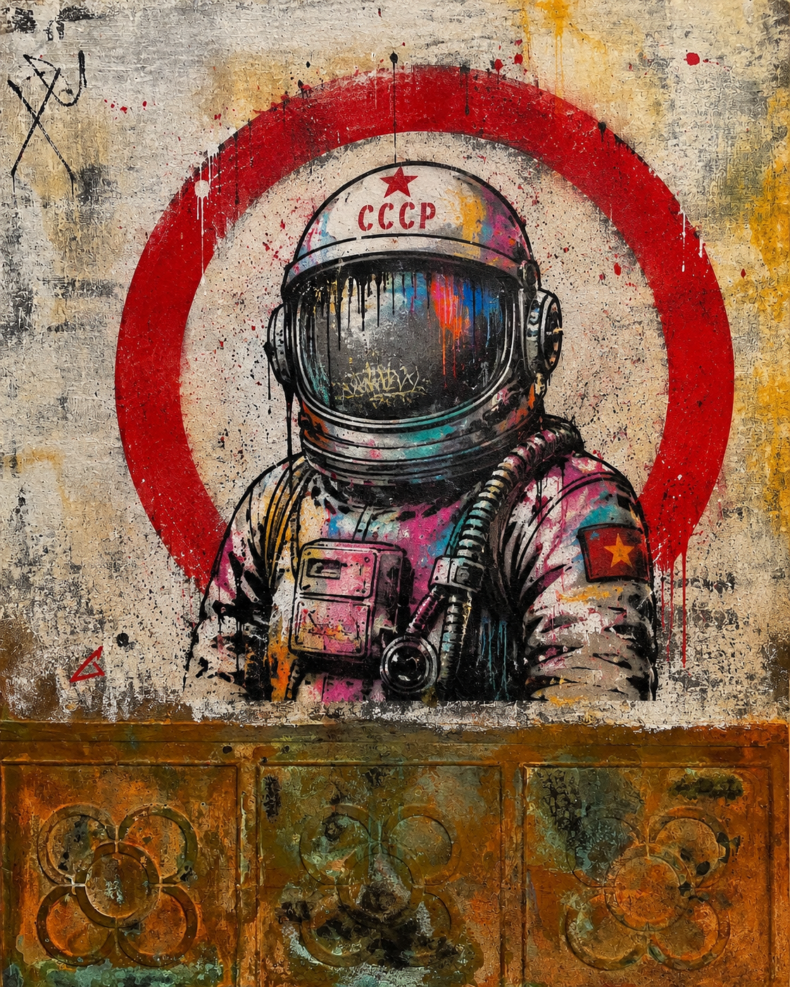 Red Orbit – Original Contemporary Mixed Media Artwork by Sergio Aranda