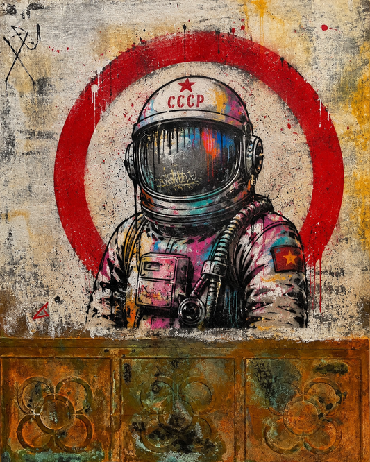 Red Orbit – Original Contemporary Mixed Media Artwork by Sergio Aranda
