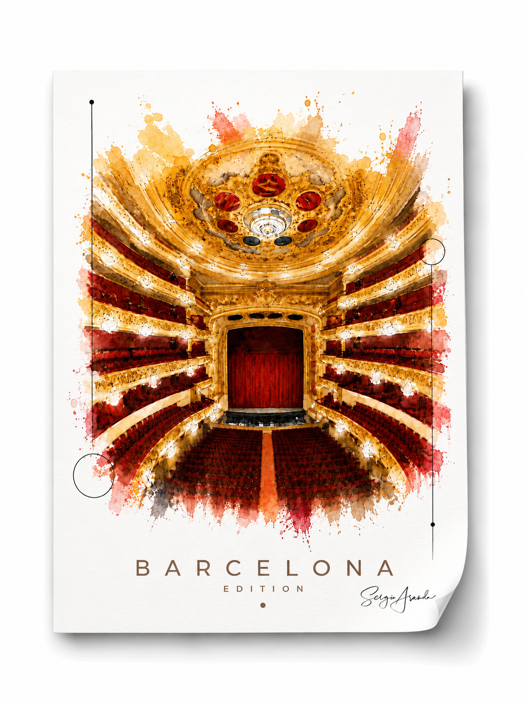Original Barcelona Liceu Theater Art | Hand-Pulled Fine Art Serigraph 56x78cm by Sergio Aranda