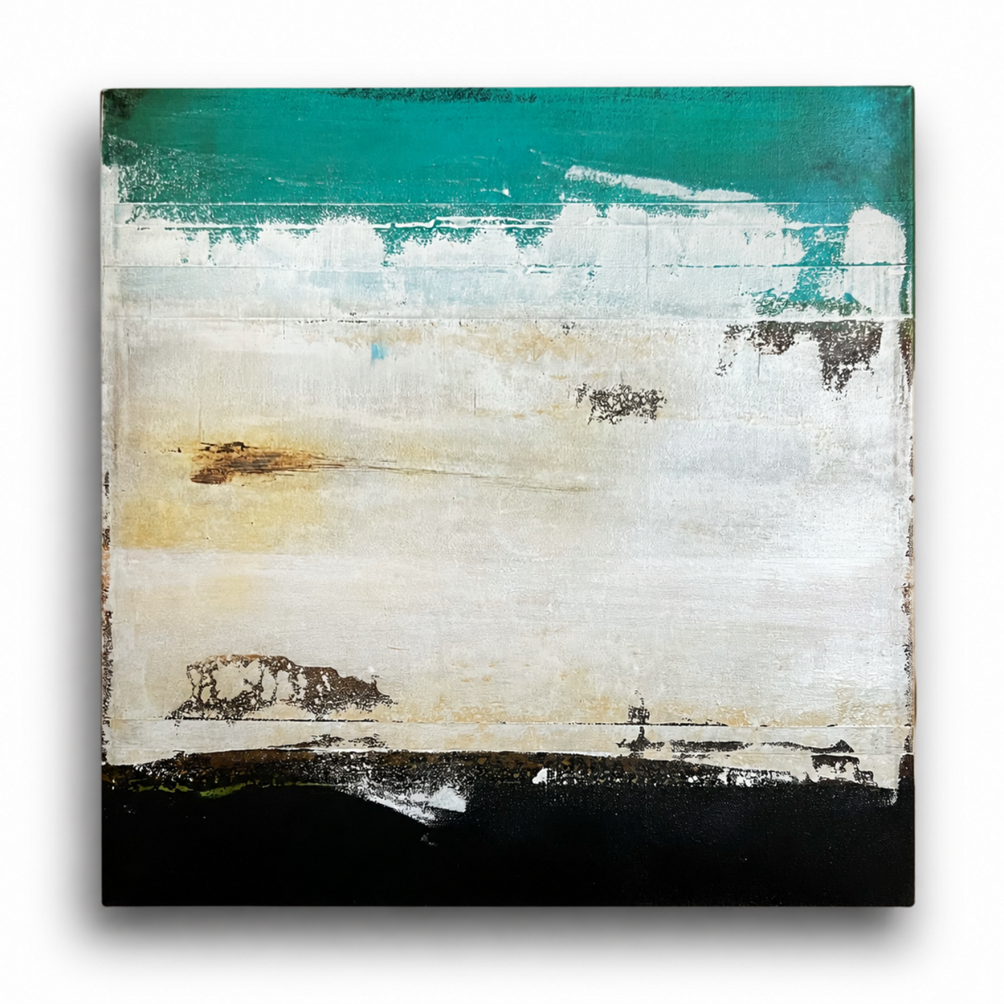 Still Horizon | Original Minimalist Abstract Painting 20" x 20" | Contemporary Mixed Media Art on Canvas