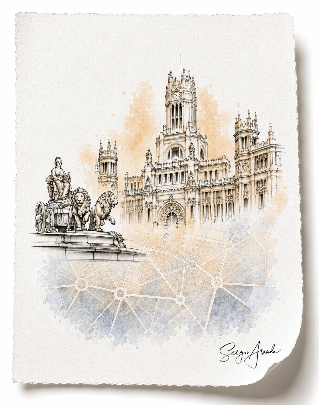 Urban Grids: Madrid Ayuntamiento by Antonio Palacios & Cibeles | 22x31”