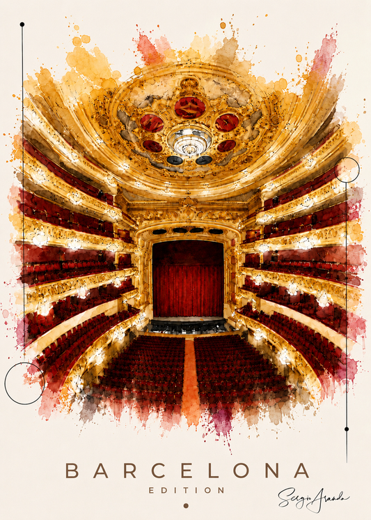 Original Barcelona Liceu Theater Art | Hand-Pulled Fine Art Serigraph 56x78cm by Sergio Aranda