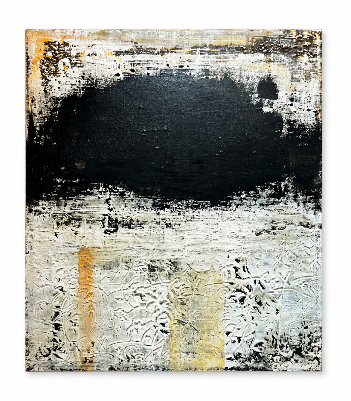 Architectural Memory - Original Black &amp; White Textured Mixed Media Painting - 23.6" × 19.7"