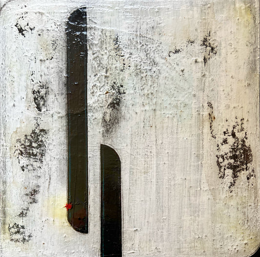 Red Wound – Original Off-White Textured Minimalist Painting | 20x20”