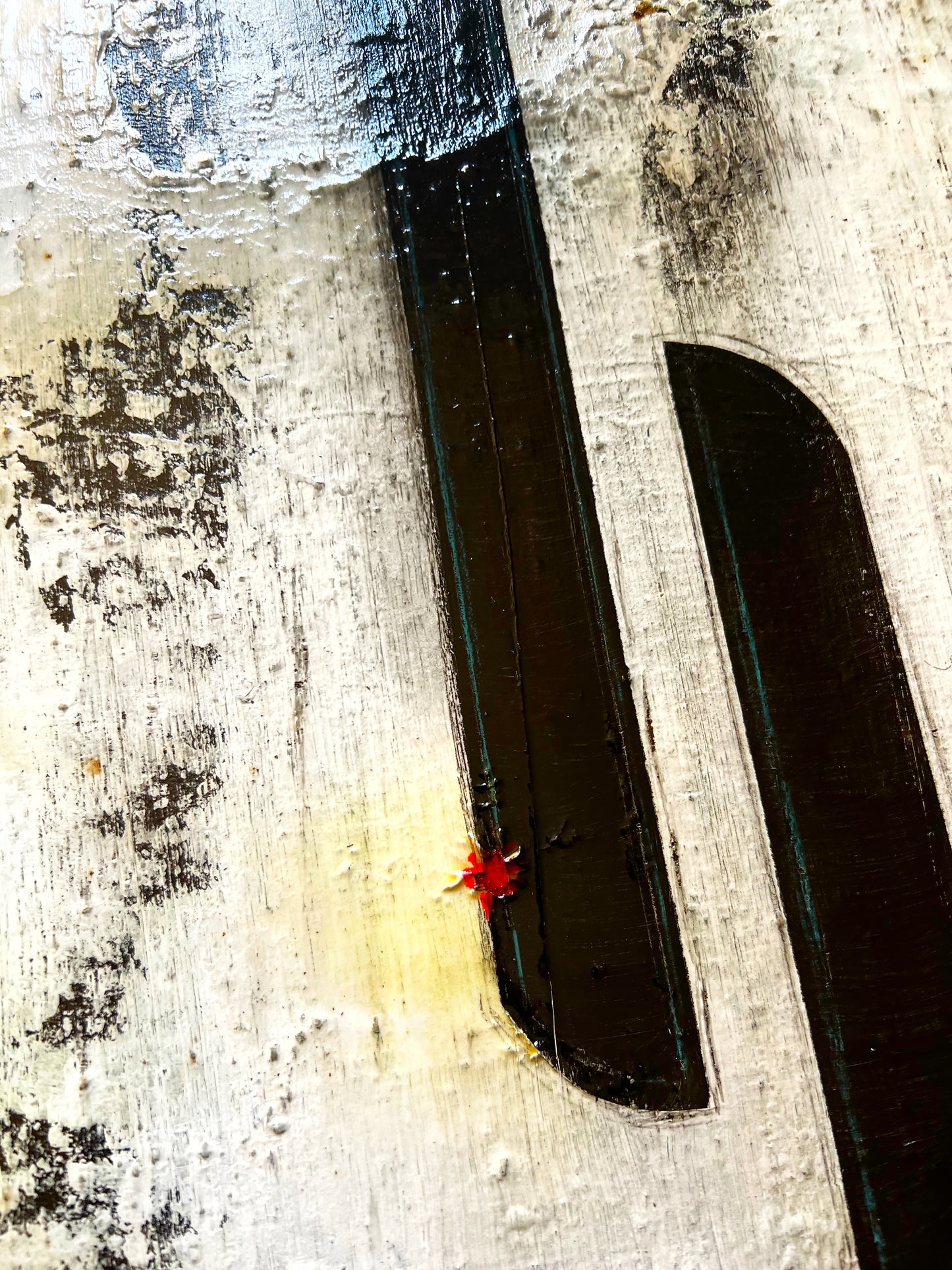 Red Wound – Original Off-White Textured Minimalist Painting | 20x20”