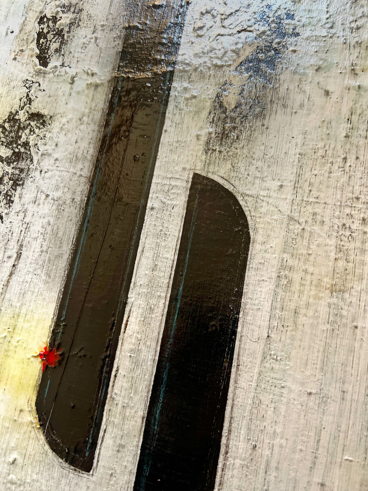 Red Wound – Original Off-White Textured Minimalist Painting | 20x20”